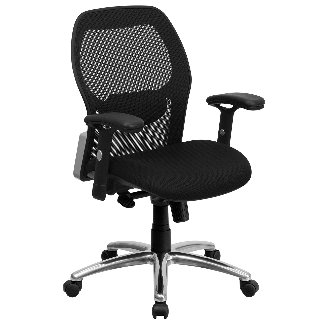 Flash Furniture 41.50&#x22; Black and Gray Contemporary Executive Swivel Office Chair with Adjustable Lumbar and Arms